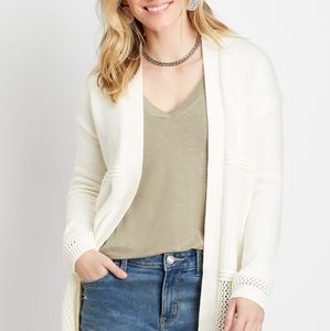 >Maurices< Soft Open White Cardigan Large